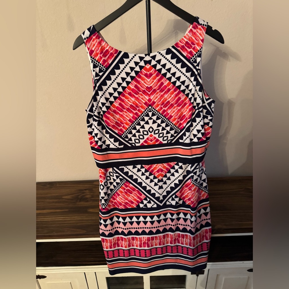 Vince Camuto Black and Cream Dress